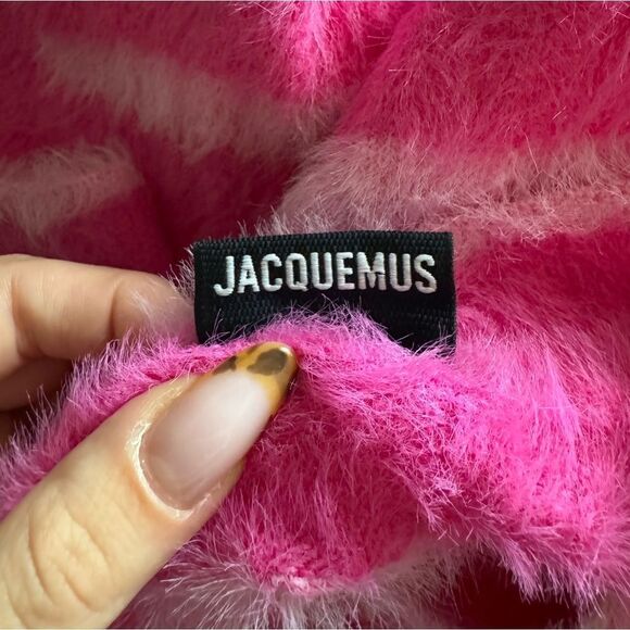 Jacquemus Le Gilet Neve Sweater Vest Sz Small Pink Striped Fuzzy - Picture 5 of 9